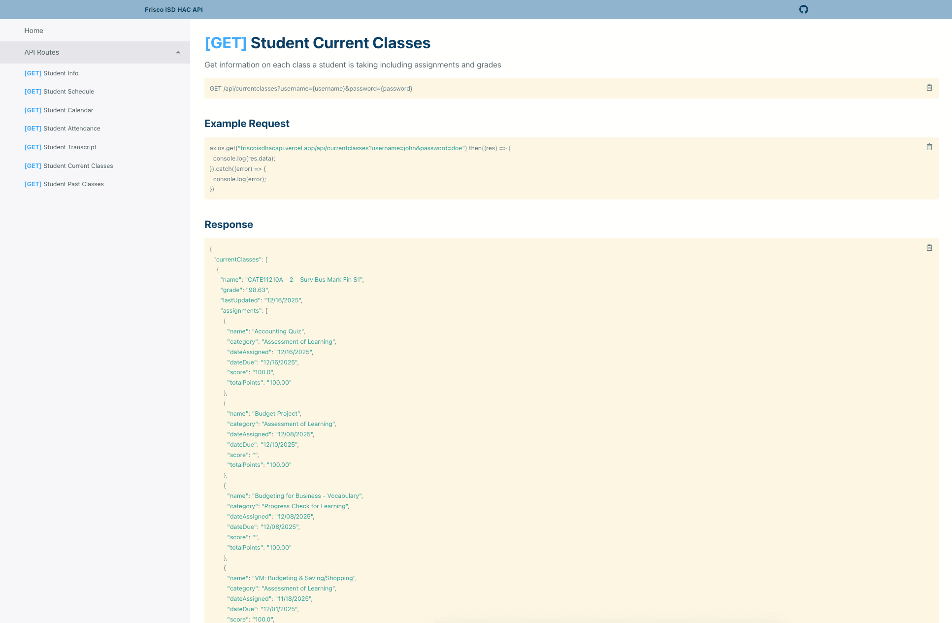 API Documentation Site