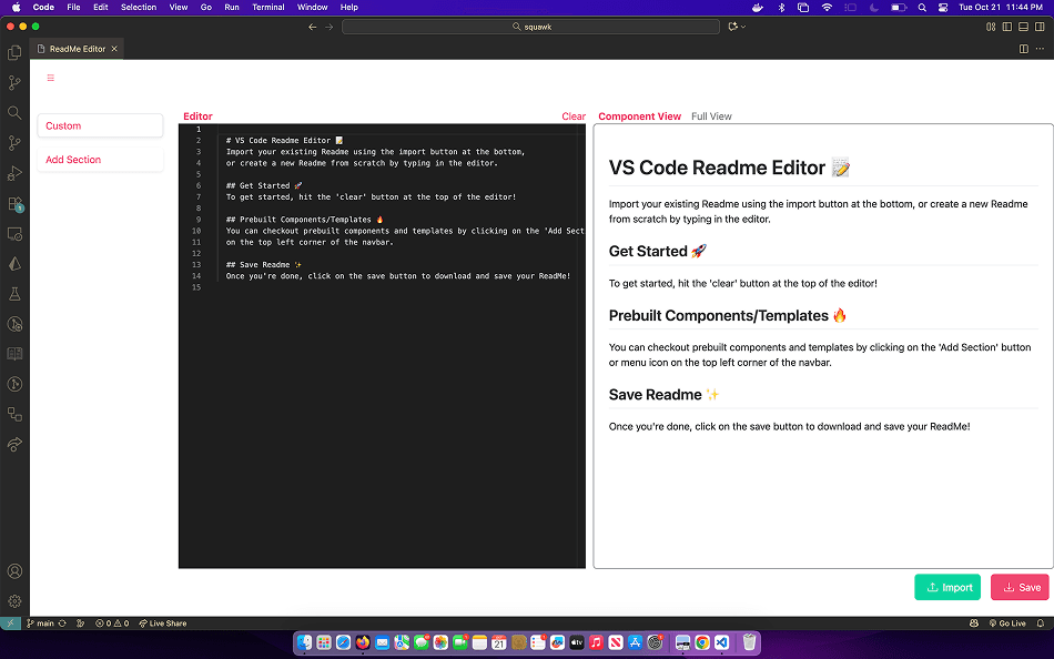 VSCode Markdown Editor Screenshot