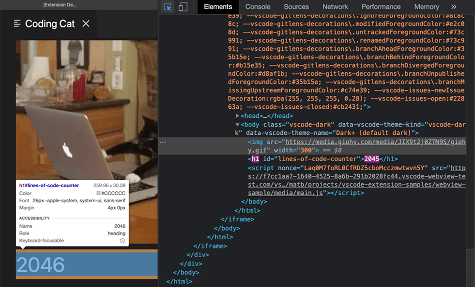VSCode Webview API Screenshot